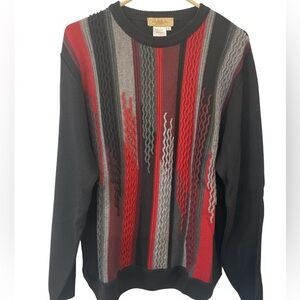 Vintage Montechiaro Vertical Striped Wool blend Men Crewneck Sweater lg